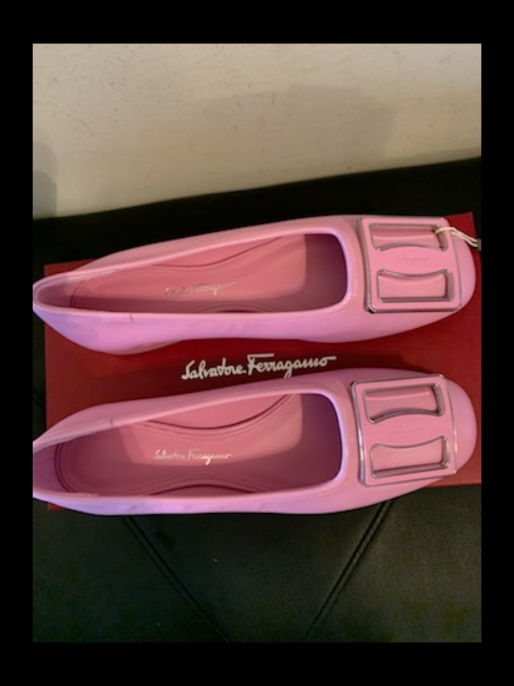 Salvatore Ferragamo Women Flamingo buckle leather ballerina flats Size 8.5C NWB - Picture 5 of 13